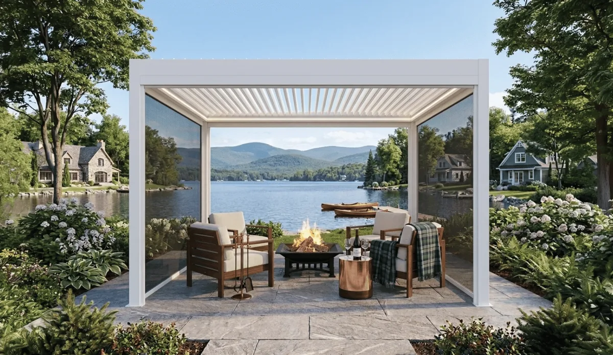 Pergola Éclipse 10 x 12 en aluminium à persiennes orientables